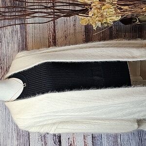 NEW VINTAGE IMAGO IVORY AND GOLD LINED ANGORA LONG CARDIGAN